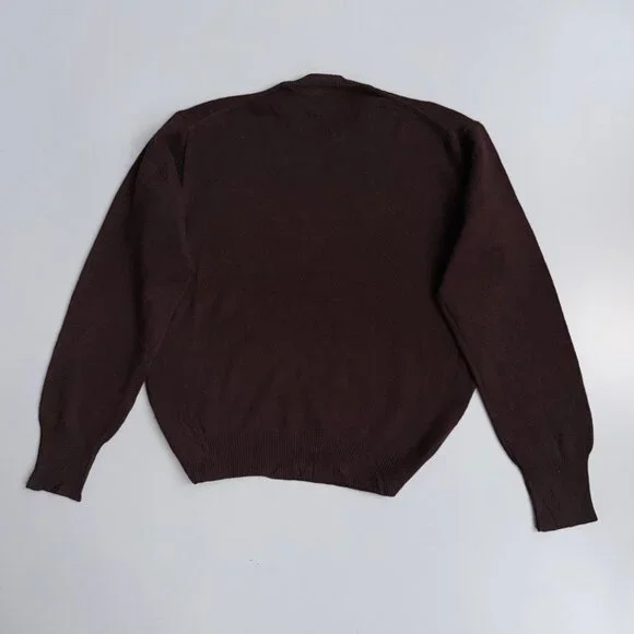 Burberry Men's Brown Embroidered Logo Crewneck Wool Sweater